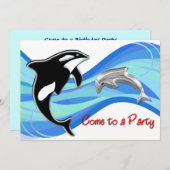 Orca und Dolphin in den Waves Einladung (Vorne/Hinten)