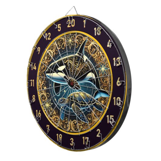 Orca- und Schildkrötenwand Dartscheibe (Vorderseite rechts)