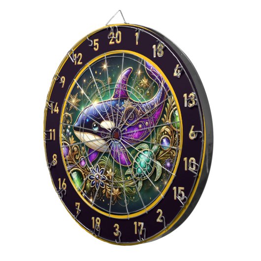 Orca und Turtle Themed Wall Art Dartscheibe (Vorderseite rechts)