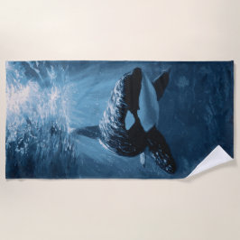 Orca Underwater Light Rays Ocean Illustration Strandtuch