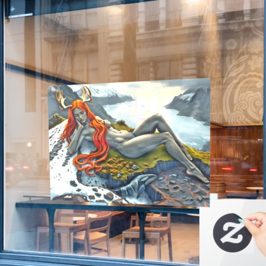 Orca unter der Göttin Fensteraufkleber (Café-Fenster)