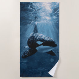 Orca Unterwasser-Lichtstrahlen Ozean-Illustration Strandtuch