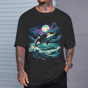 "Orca Vollmond" Vintage Grafik T-Shirt