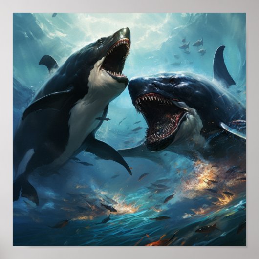 Orca vs Kraken Poster - Epische Schlacht am Ozean (Vorne)