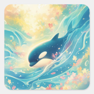Orca Wächter der Tiefe Quadratischer Aufkleber