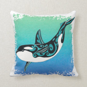 Orca-Wal-aquamarines Stammes- Kissen