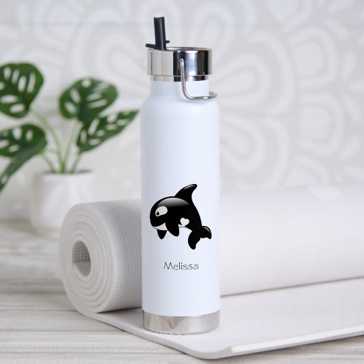 Orca-Wal benutzerdefinierter Name Trinkflasche (Yoga (gedreht)