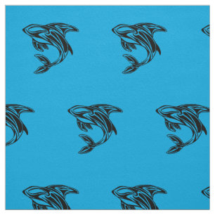 Orca-Wal Blau-Muster-Stoff Stoff