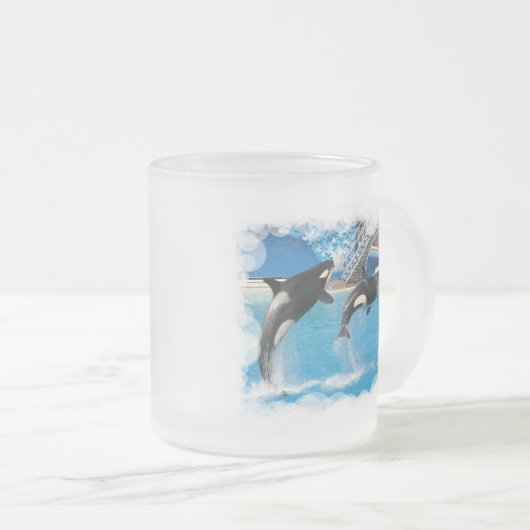 Orca-Wal-Glaskaffee-Tasse Mattglastasse (VorderseiteRechts)