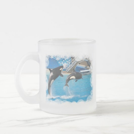 Orca-Wal-Glaskaffee-Tasse Mattglastasse (Links)