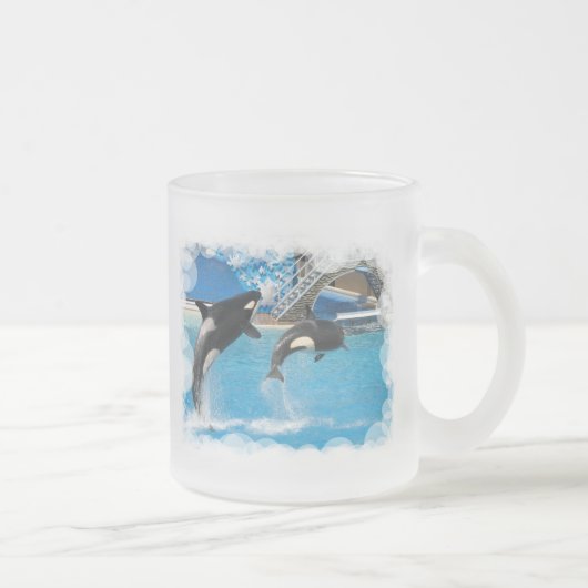 Orca-Wal-Glaskaffee-Tasse Mattglastasse (Rechts)