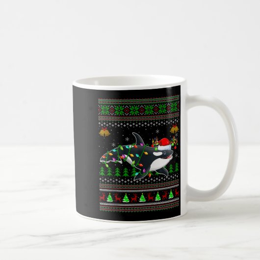 Orca-Wal hässliche Weihnachtspullover Santa Meer A Kaffeetasse (Rechts)