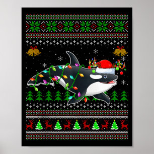Orca-Wal hässliche Weihnachtspullover Santa Meer A Poster
