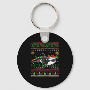 Orca-Wal hässliche Weihnachtspullover Santa Meer A Schlüsselanhänger