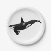 Orca Wal Illustration - Hintergrundfarbe auswählen Pappteller (Vorderseite)