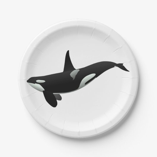 Orca Wal Illustration - Hintergrundfarbe auswählen Pappteller (Vorderseite)