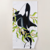 Orca Wal in Kelp Forest Art Strandtuch (Vorderseite)