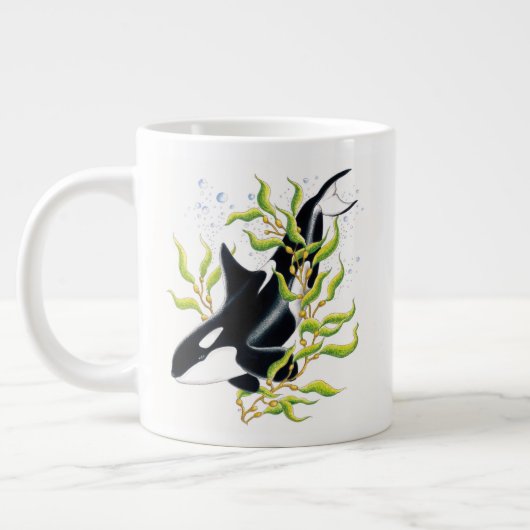 Orca-Wal in Kelp Forest, Tinte für die Weinerzeugu Jumbo-Tasse (Links)
