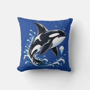 Orca-Wal-Ozeanwelle-Wurfkissen – Schwertwal Kissen