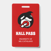 Orca Wal Teacher Hall Pass Ausweis (Rückseite)