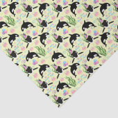 Orca-Wal-Tissue-Papier in Gelb Seidenpapier (Detail)