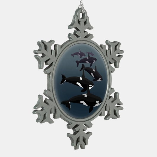 Orca-Wal-Verzierungs-personalisierte Schneeflocken Zinn-Ornament (Links)