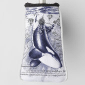Orca-Wal-Vintages Karten-Blau Golf Headcover (Rotieren 90)