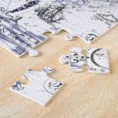 Orca-Wal-Vintages Karten-Blau Puzzle (Seite)