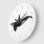 Orca-Waldarstellung - Hintergrundfarbe auswählen Große Wanduhr (Winkel)