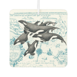 Orca Wale Familie altertümliches Blau Autolufterfrischer