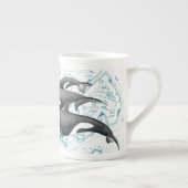 Orca Wale Familie uralt blau Porzellantasse (Rechts)