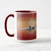 Orca Wale! Tödliche Wale im Sonnenuntergang Tasse (Links)
