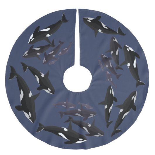 Orca Weihnachtsbaum Rock Killer Whale Tree Skirt Polyester Weihnachtsbaumdecke (Vorderseite)