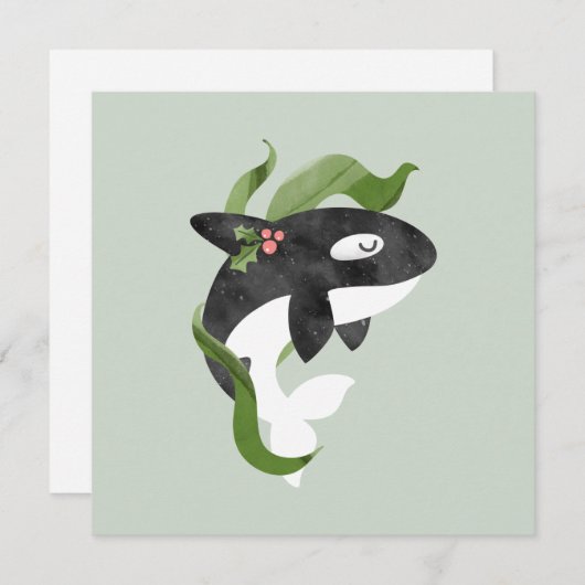 Orca Weihnachtskarte Feiertagskarte (Vorne/Hinten)