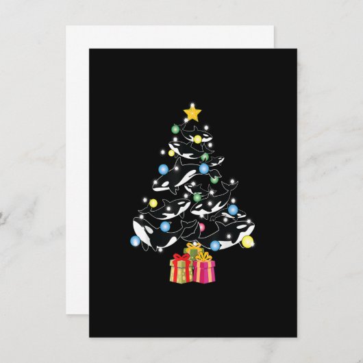 Orca Whale and Christmas Tree Orca Christmas Einladung (Vorne/Hinten)