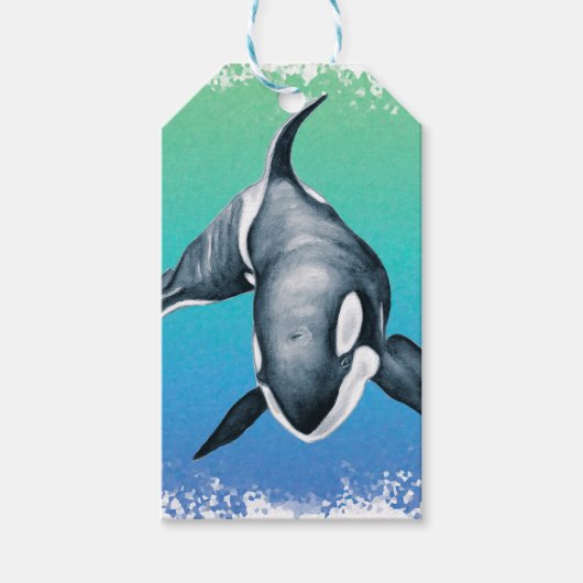 Orca Whale Aquamarines Kristall Geschenkanhänger (Vorderseite)