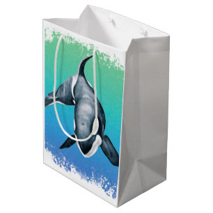 Orca Whale Aquamarines Kristall Mittlere Geschenktüte