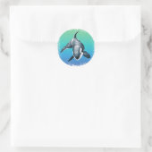 Orca Whale Aquamarines Kristall Runder Aufkleber (Tasche)