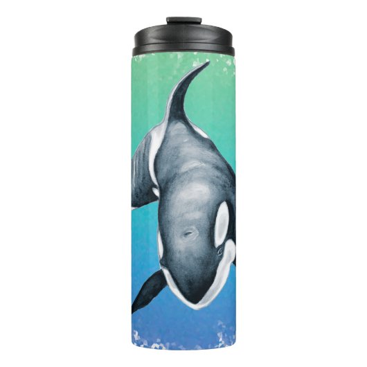 Orca Whale Aquamarines Kristall Thermosbecher (Vorderseite)