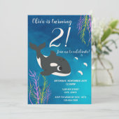Orca Whale Birthday Einladung (Stehend Vorderseite)