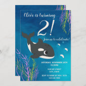 Orca Whale Birthday Einladung (Vorne/Hinten)