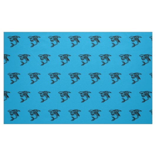Orca Whale Blue Pattern Fabric Stoff (Fat Quarter (45,7 x 55,9 cm))