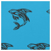 Orca Whale Blue Pattern Fabric Stoff (Nahaufnahme)