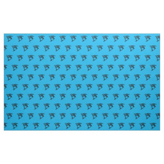 Orca Whale Blue Pattern Fabric Stoff (Yard (91,4 cm))