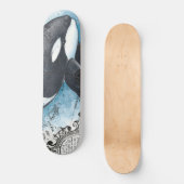 Orca Whale Blue Watercolor Nautical Map Skateboard (Vorderseite)