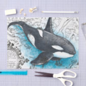 Orca Whale Blue Watercolor Schöne Karte Seidenpapier (Handwerk)