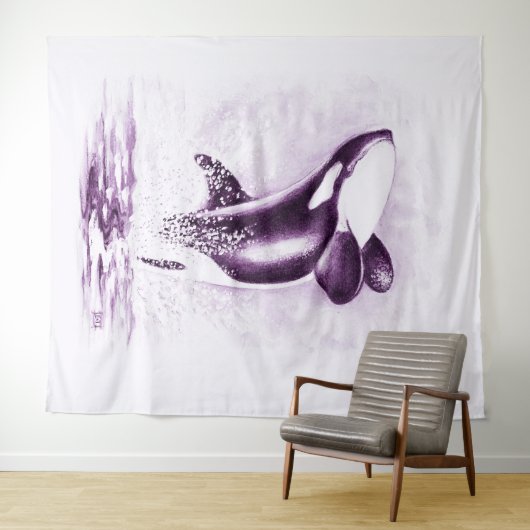 Orca Whale bricht Ultra Violet Wandteppich (Beispiel (Horizontal))