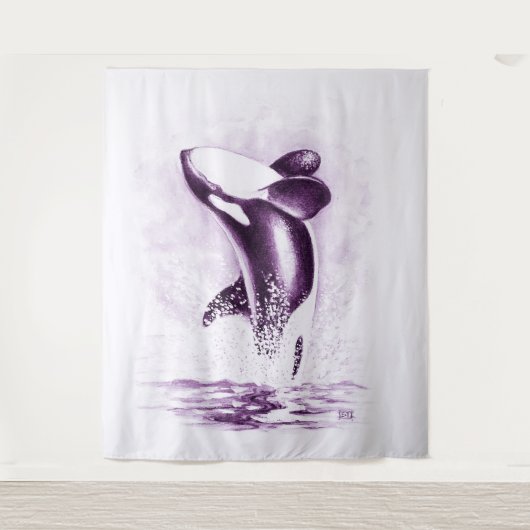 Orca Whale bricht Ultra Violet Wandteppich (Vorderseite)