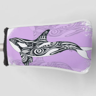 Orca Whale Brushed Tribal Pink Doodle Golf Headcover