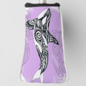 Orca Whale Brushed Tribal Pink Doodle Golf Headcover (Rotieren 90)